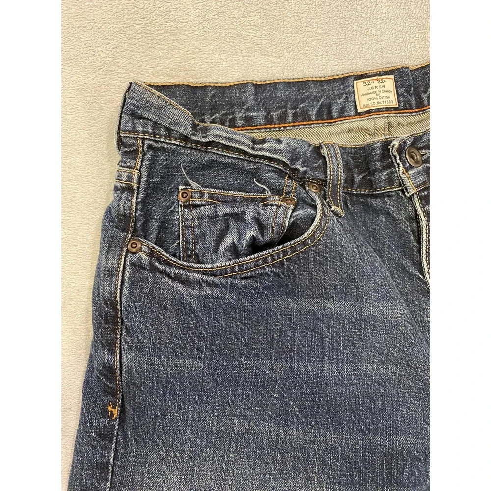 J Crew Jeans Mens 32x32 Blue Dark Wash Denim Measures 32x32 Handmade In Canada